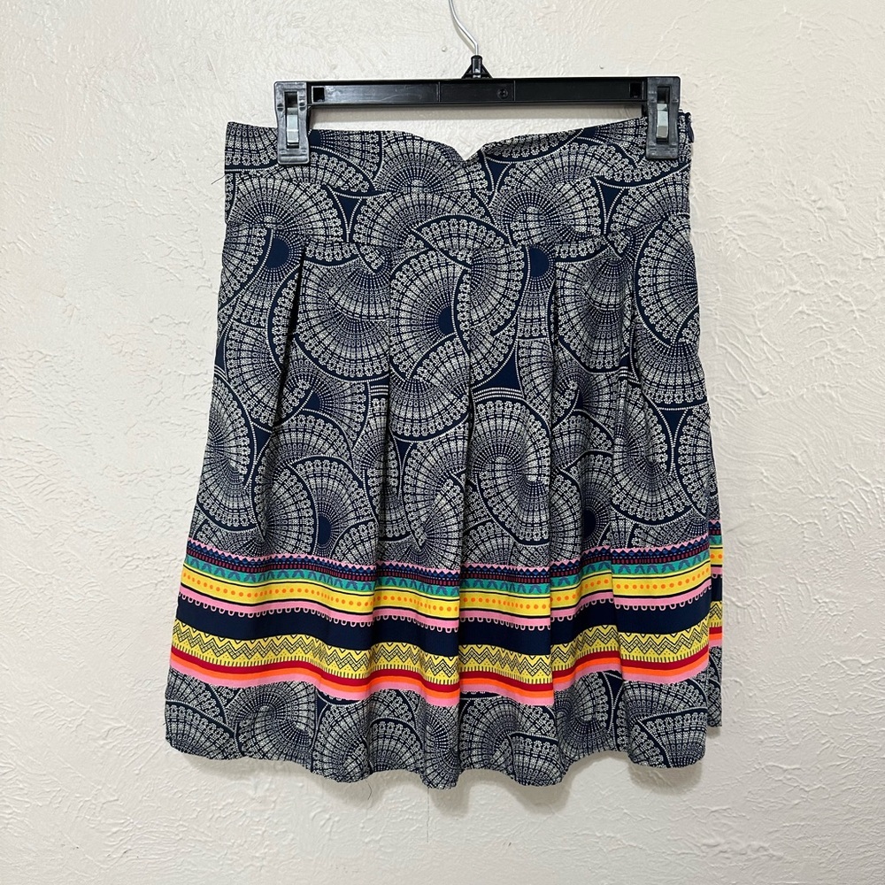 Blue Rain Pleated Floral Mini Skirt Size M
